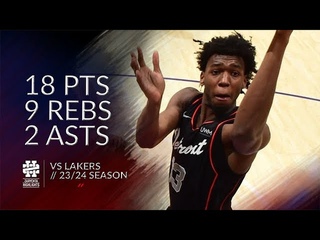 James Wiseman 18 pts 9 rebs 2 asts vs Lakers 23/24 season