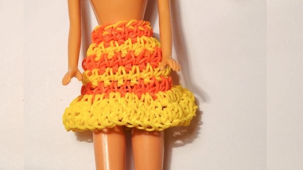 ЮБКА ДЛЯ БАРБИ БЕЗ СТАНКА из резинок Rainbow loom, Радужки Rainbow