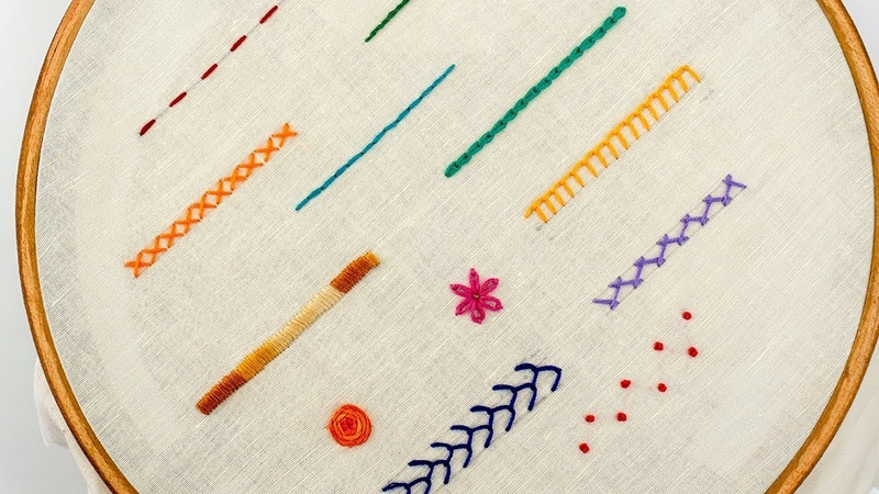 TOP 12 STITCHES IN HAND EMBROIDERY, Tutorial for