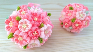 【つまみ細工】🌸桜ブーケの作り方🌸【かわいい】吊るし飾り　How to make cherry blossom bouquet decoration