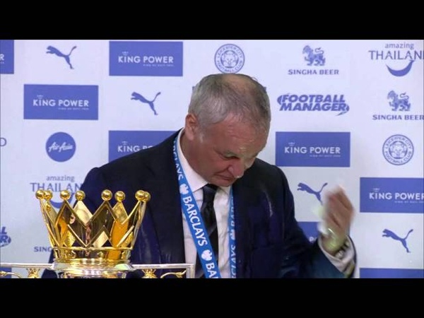 Leicester players soak Claudio Ranieri journalists in