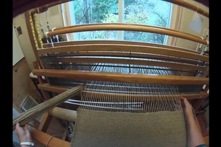 Weaving on the floor loom Nancy Today no talking