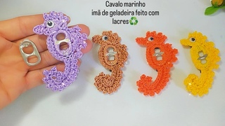 CAVALO MARINHO IMÃ DE GELADEIRA /FEITO COM LACRES!!♻️