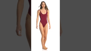 Indah Believe Solid Scoop Neck One Piece Swimsuit |