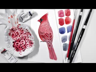 Экзотическая птица акварелью