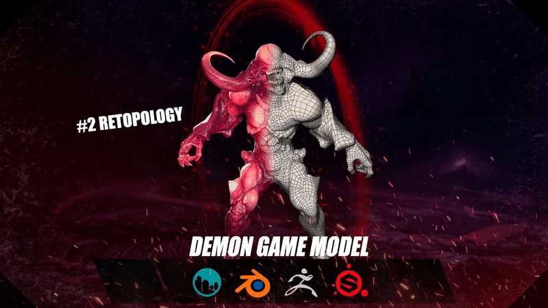 How to create a GAME model of the DEMON, ,2 Retopology in 3 D