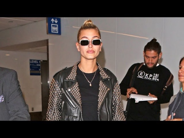 Hailey Baldwin Is The Queen Of Cool In Studded Leather Biker Jacket At