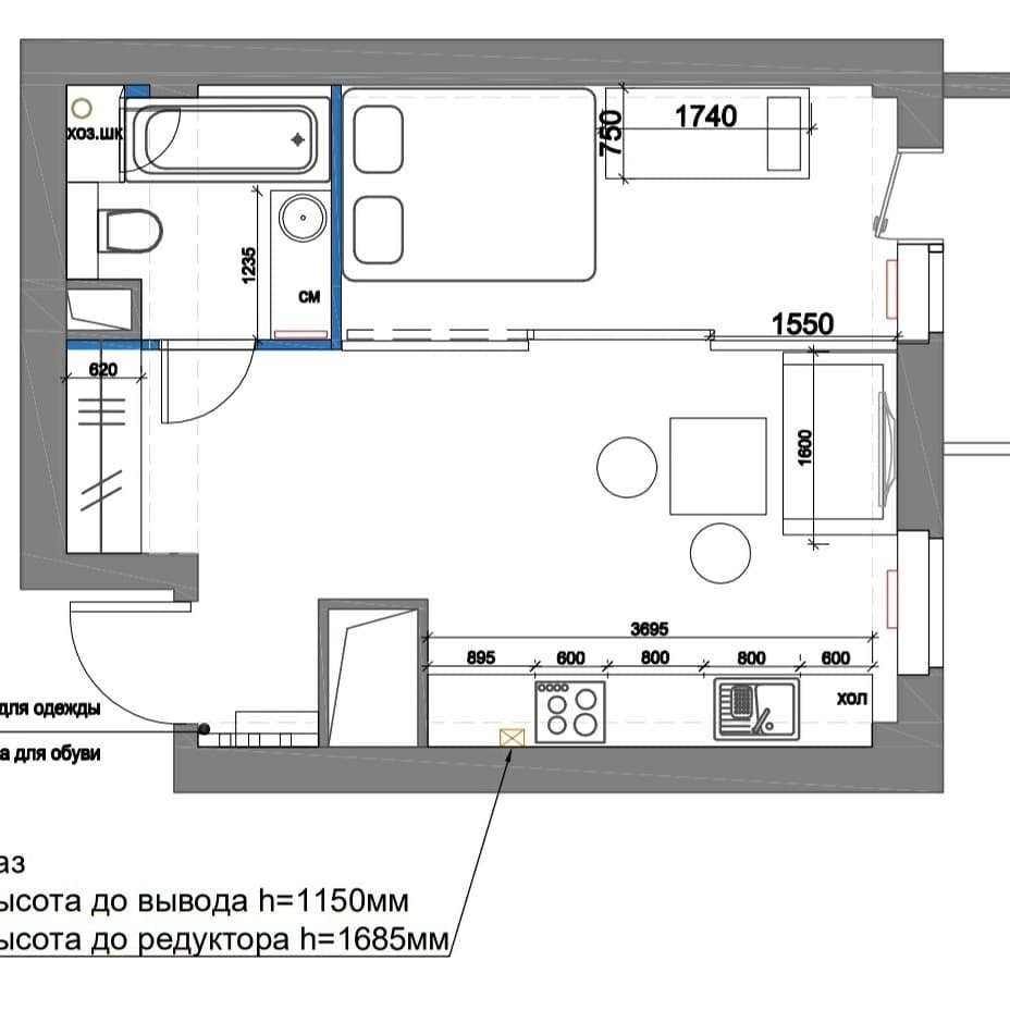 Проект квартиры 35 кв.