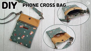 DIY PHONE PURSE BAG/ Mini Cross Bag/ 3-Pocket Pouch Bag/ sewing tutorials [Tendersmile Handmade]